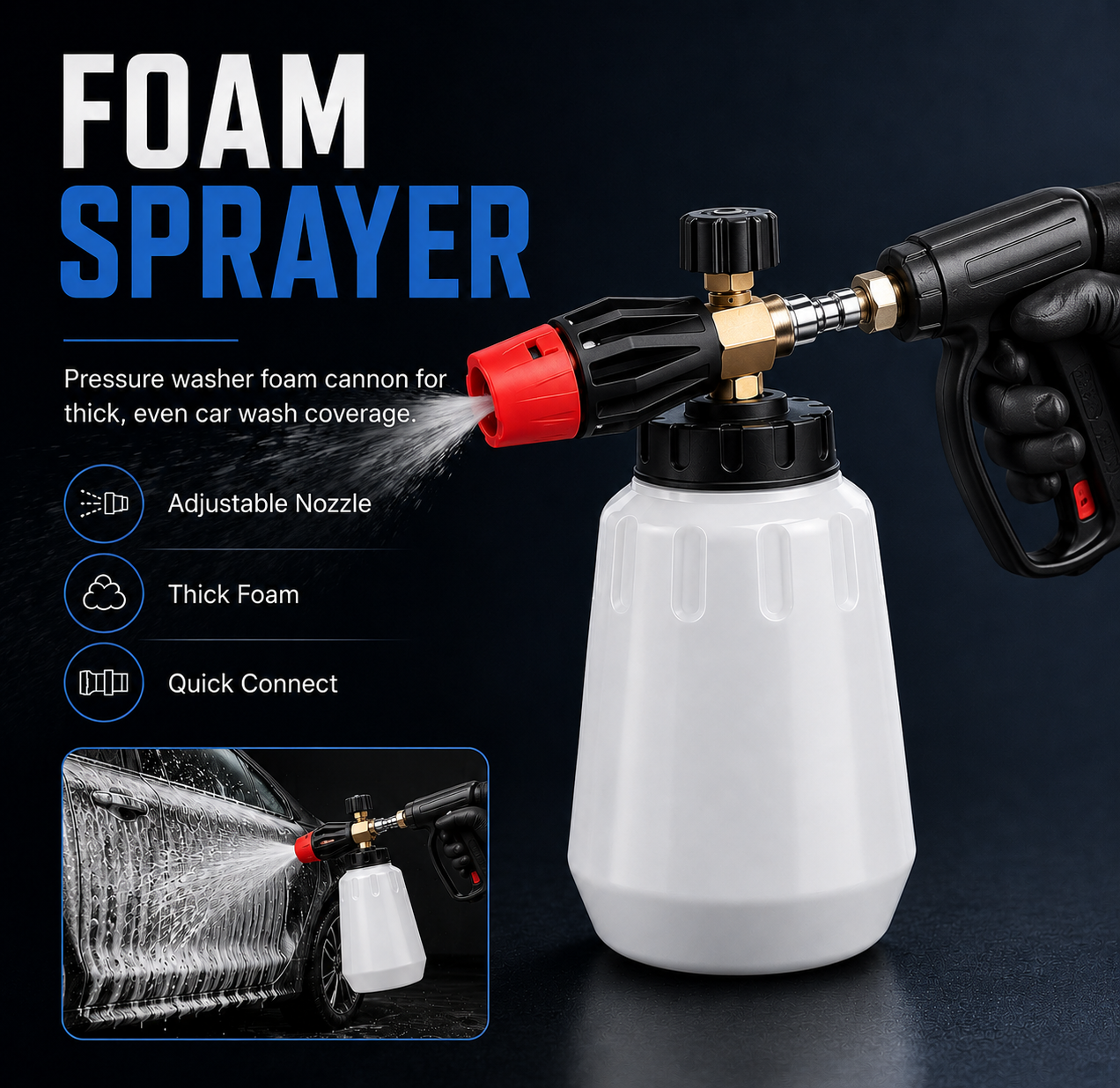 Pressure Washer Foam Sprayer – Quick Connect Car Wash Foam Cannon