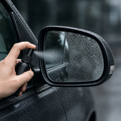 Car Glass Anti-Fog & Hydrophobic Coating Spray – Water Repellent Mirror Treatment